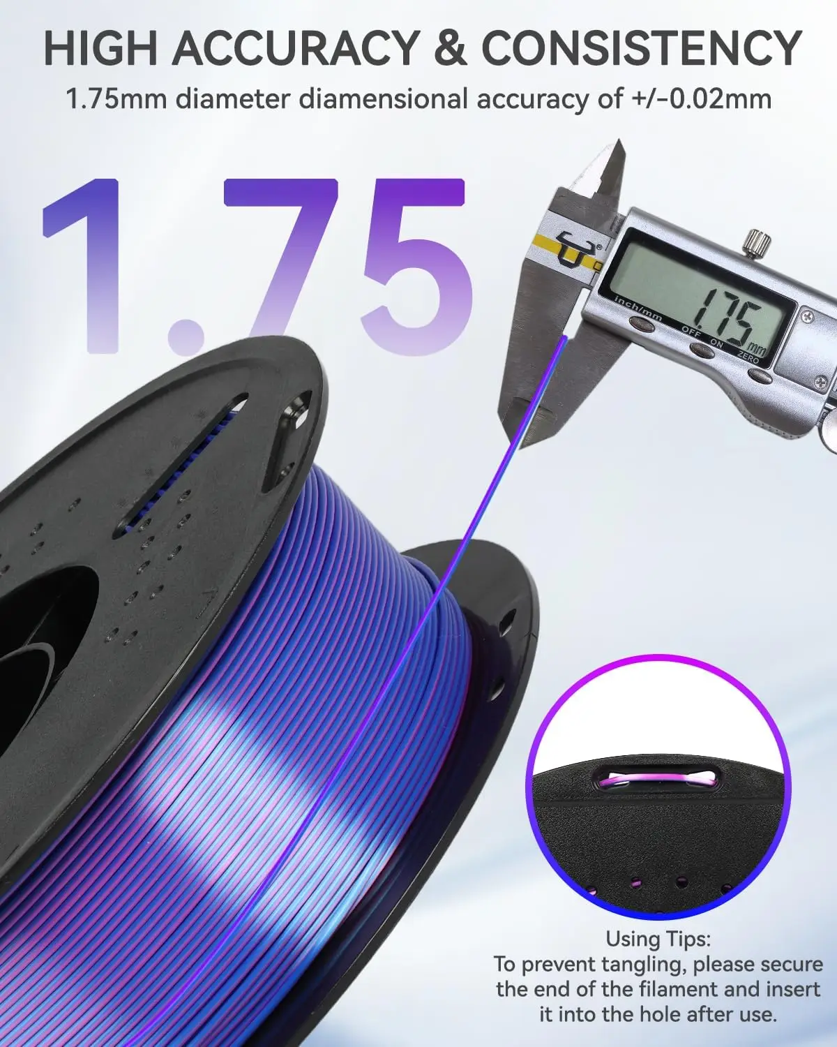 Silk Shiny Blue Purple and Yellow 3D Printer Filament, Comgrow 3D Printing Materials Silk PLA 1.75mm,+/-0.02mm - 4