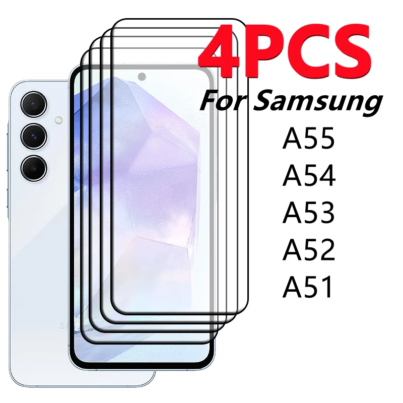 Pellicola Salvaschermo 2/4 Pezzi Per Samsung A55 Glass Samsung Galaxy A55 Vetro Temperato 9H Colla A Copertura Totale Samsung A55 A52 A53 A54 A51