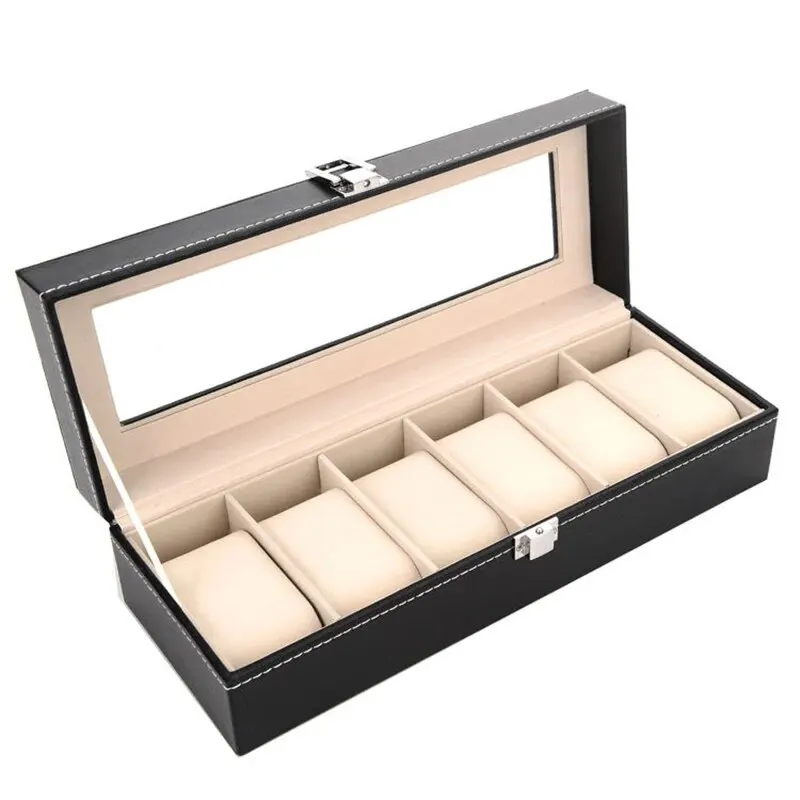 Watch storage box Watch Box 12-Slot Watch Case Large Glass Lid Removable Pillows Box Organizer Gift for Loved Ones