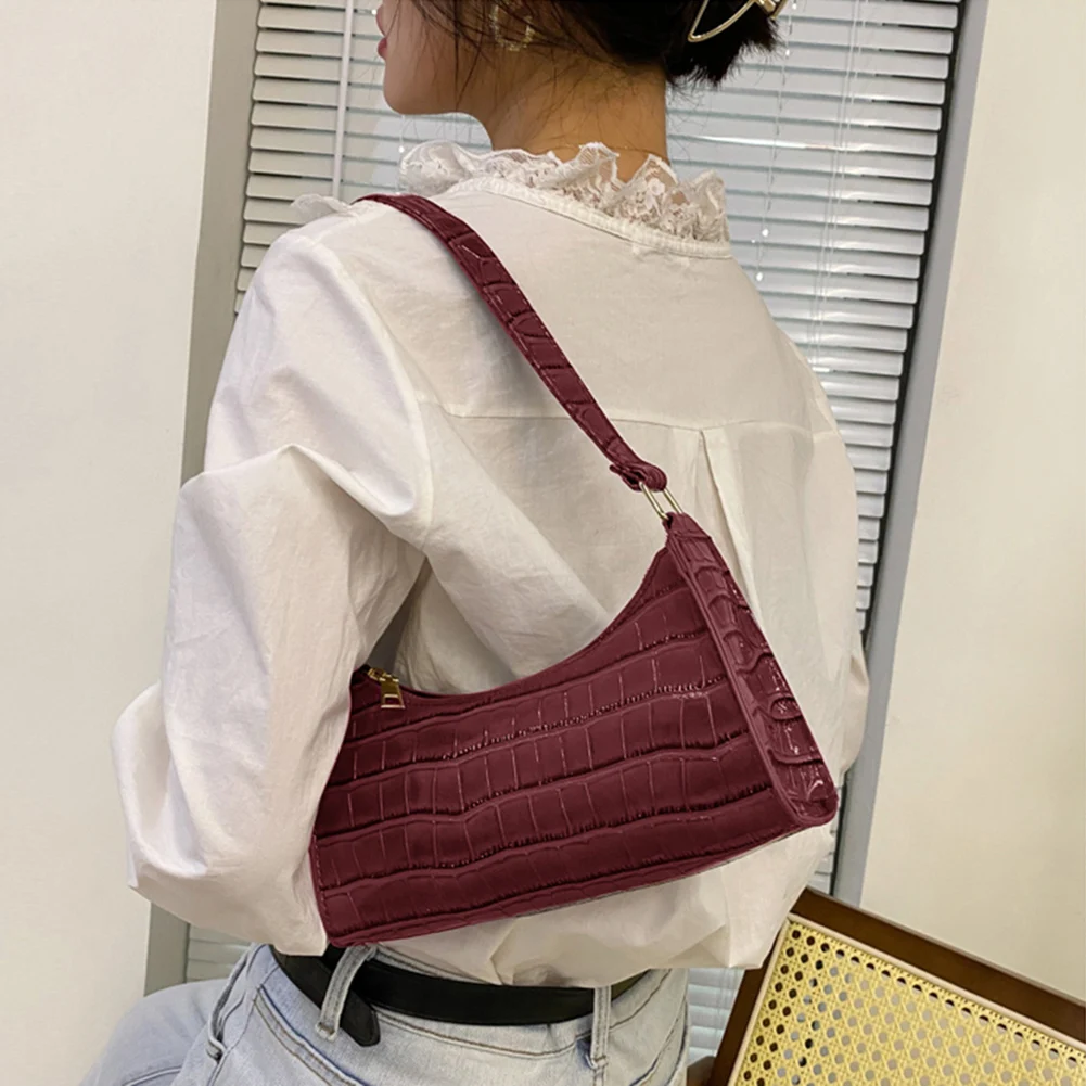 Fashion Women Handbag Alligator Pattern PU Shopping Bags Solid Color Vintage Shopping Handbags for Daily Shopping Leisure Travel
