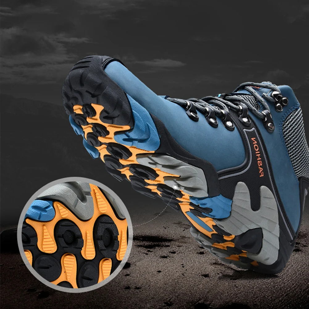 Mens Running Sneakers Non Slip Winter Snow Boots Casual Sneakers Waterproof PU Lace Up Sneakers High Top for Hiking Climbing 1