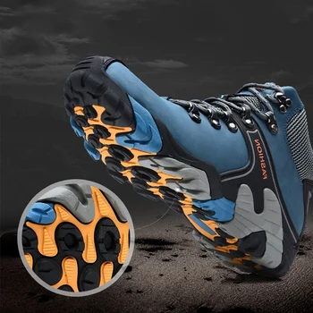 Mens Running Sneakers Non Slip Winter Snow Boots Casual Sneakers Waterproof PU Lace Up Sneakers High Top for Hiking Climbing 1