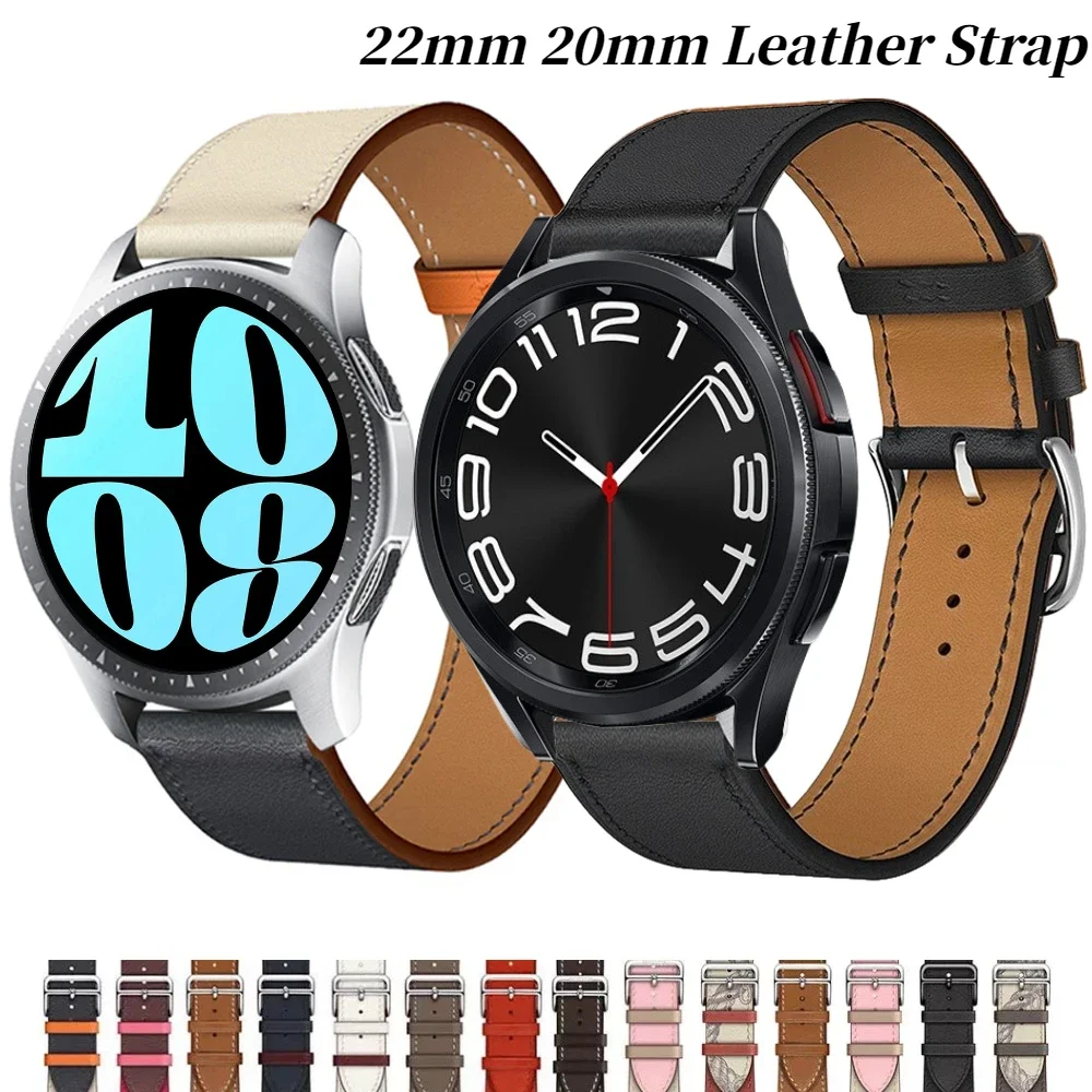 

22mm 20mm Leather strap For Samsung Galaxy 3/4/5/6 Gear S3 Huawei Watch 4/3/GT3-2 Pro Bracelet Watchband Amazfit GTR/GTS 4 Band