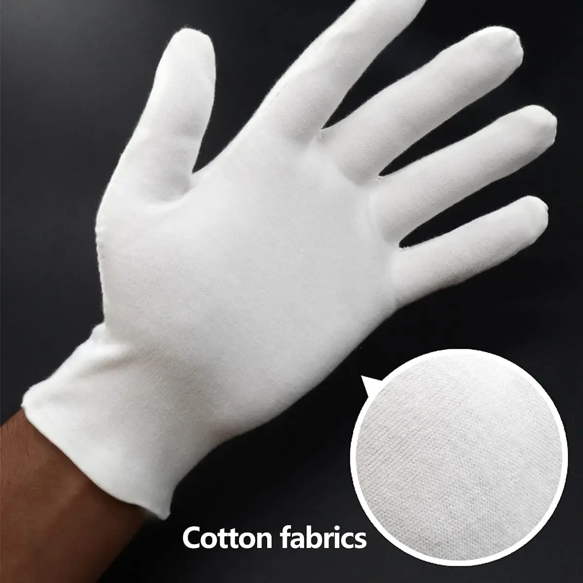 2Pairs White Cotton Gloves Thickened Stretchable Lining Glove Cleaning Glove Gardening Gloves Jewelry for Home Work