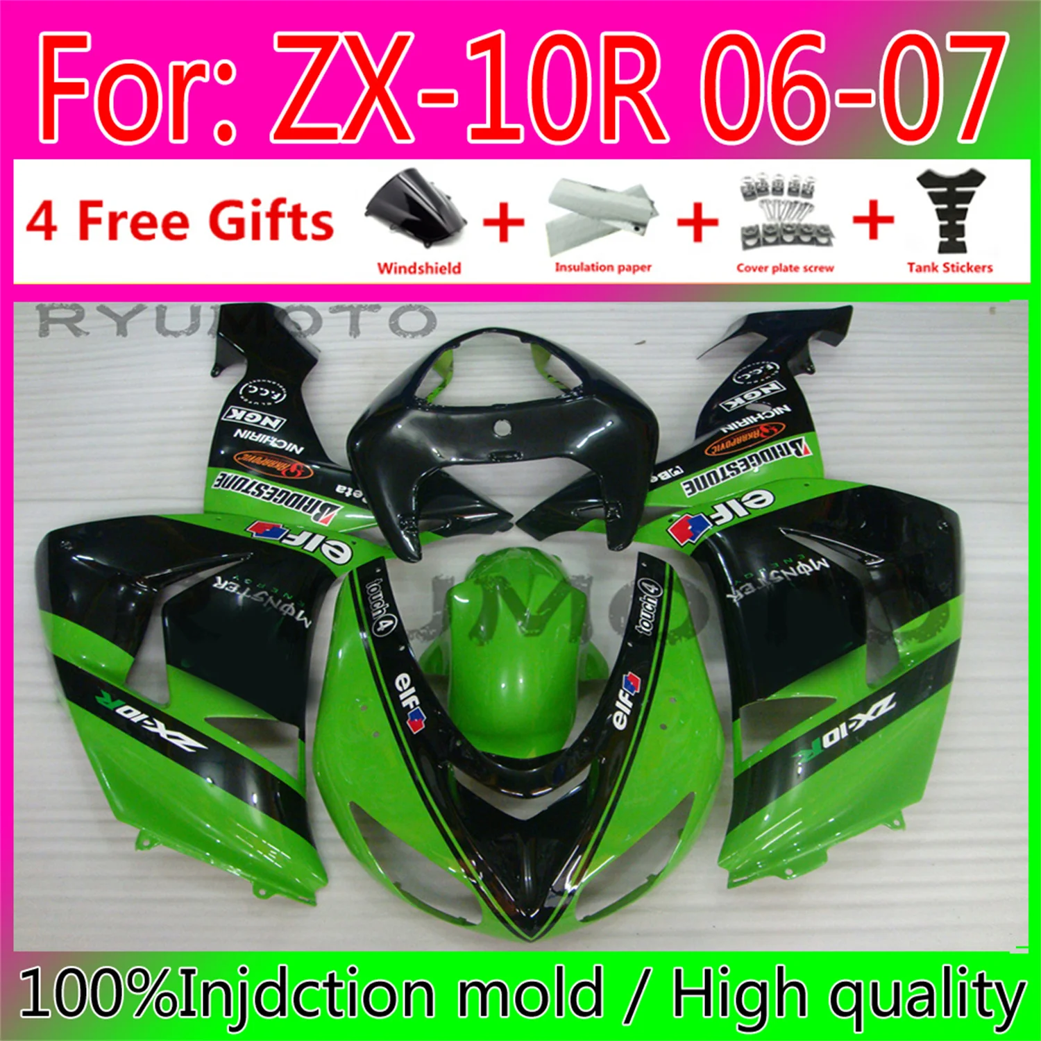 

Motorcycle ABS Injection Molding Bodywork Fairings For Kawasaki ZX10R 2006 2007 ZX10R 06 07 Plastic Fairing