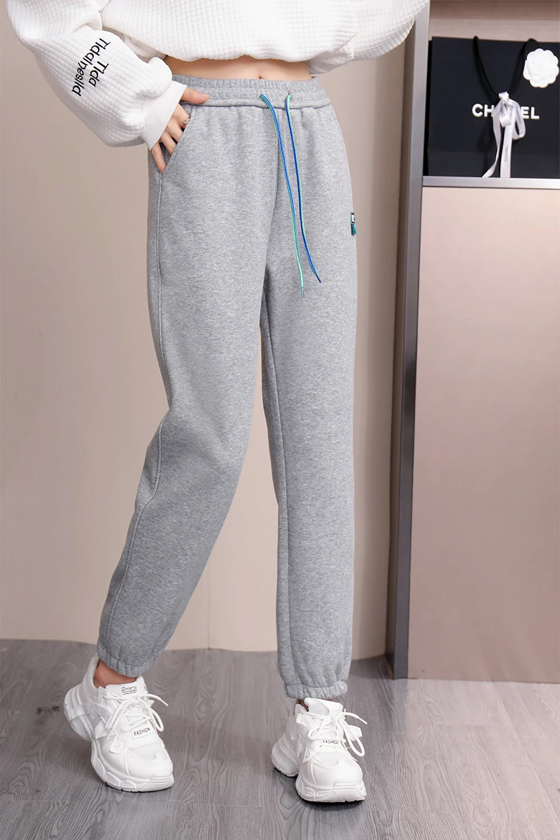

Korean Style Autumn New In Pants Female High Waist Straight Thick And Thin Two Options Casual Warm Women's Winter Pants