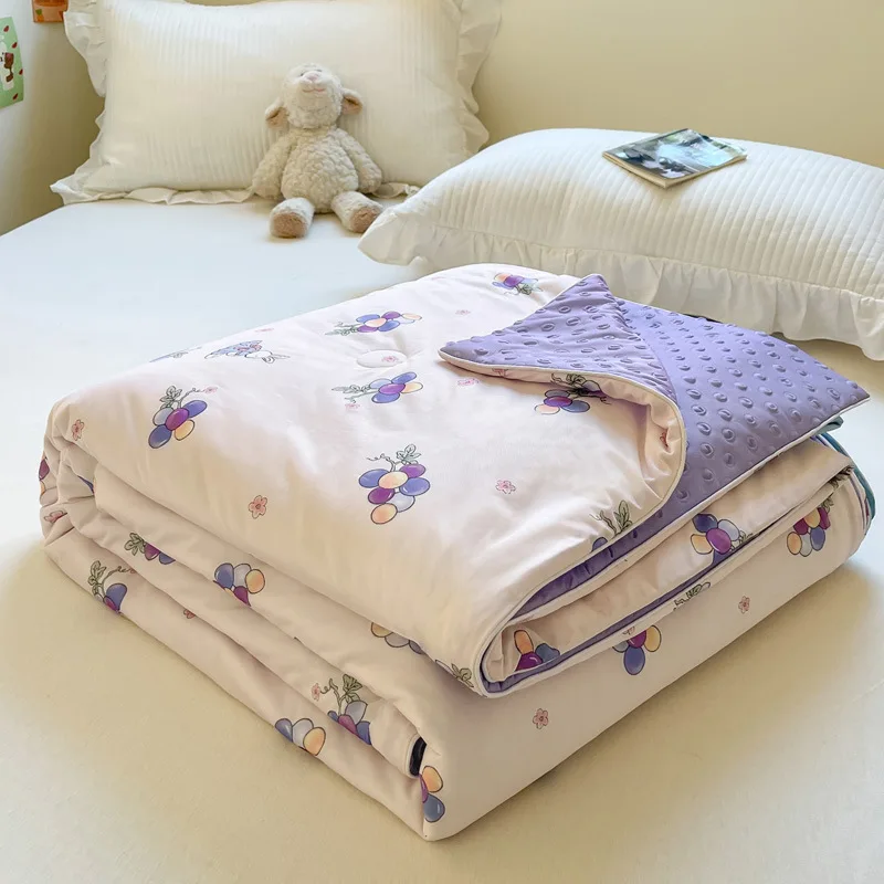 

Class a Cool Peas Summer Children's Ice Silk Thin Quilt Single Double Washable Cold Feeling Airable Cover