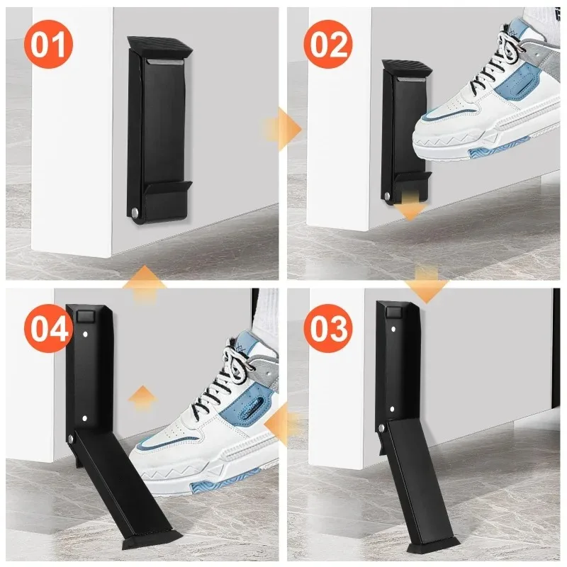 Safety Door Stopper  Heavy Duty Foldable Steel Stopper with Rubber Grip for Home  Metal Gate Blocker Kick Down DoorStopper - 3