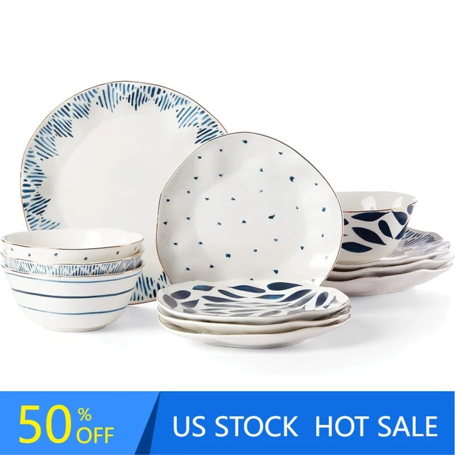 Lenox Blue Bay 12-Piece Dinnerware Set : : Home