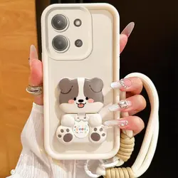 New Sky Eye Silicone Phone Case with Bracket Lanyard - Redmi 9 Prime (WHITE)