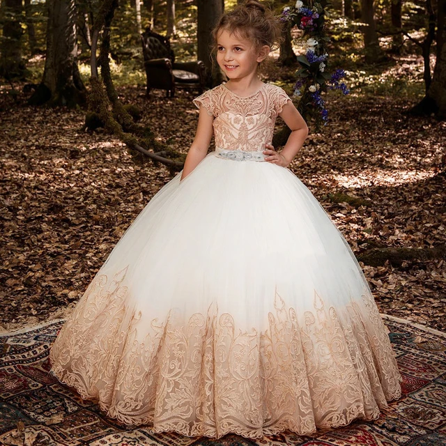 Filles Paillettes Brodé Princesse Robe, costume Prom Robe Anniversaire Fête  Robe de Noël Fleur Fille Robe Pour 3-10 Ans Enfants