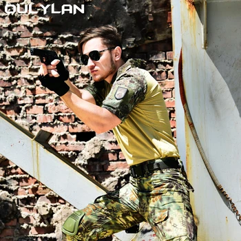 Oulylan Camouflage Shirts Summer Casual Training Shirts Tactical Shirt Hunting Clothes Combat Shirt Multicam Men Summer 2