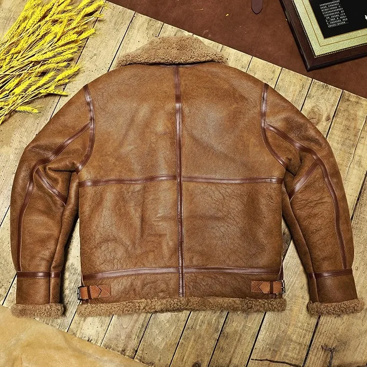 men leather jacket women leather jacket real fur coat vintage air force winter leather jacket natural wool cloth 100% shearling