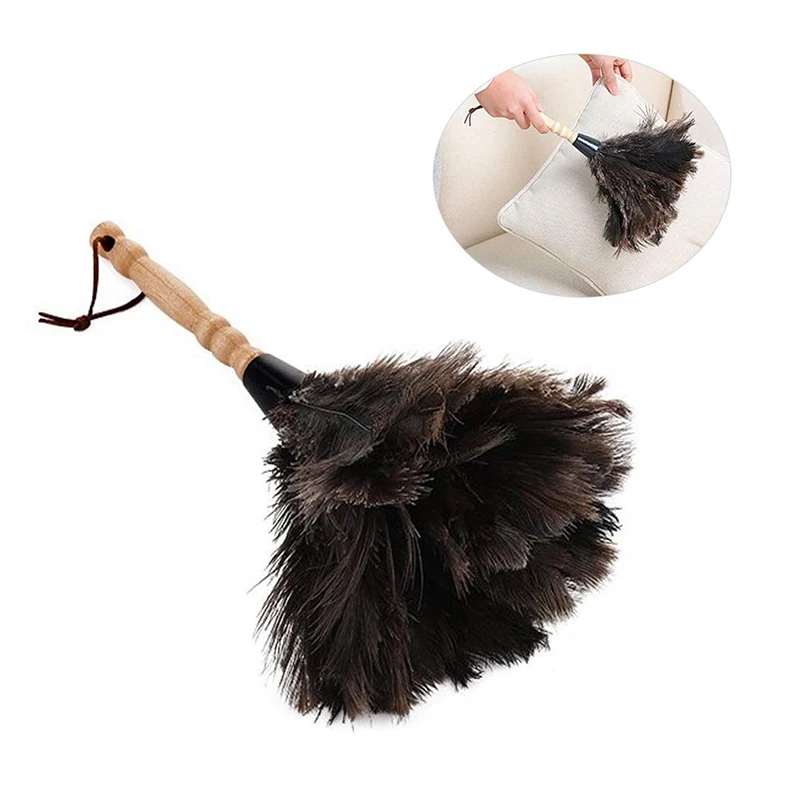 Feather Duster Wooden Handle Duster Anti static Dust Removal Dusters