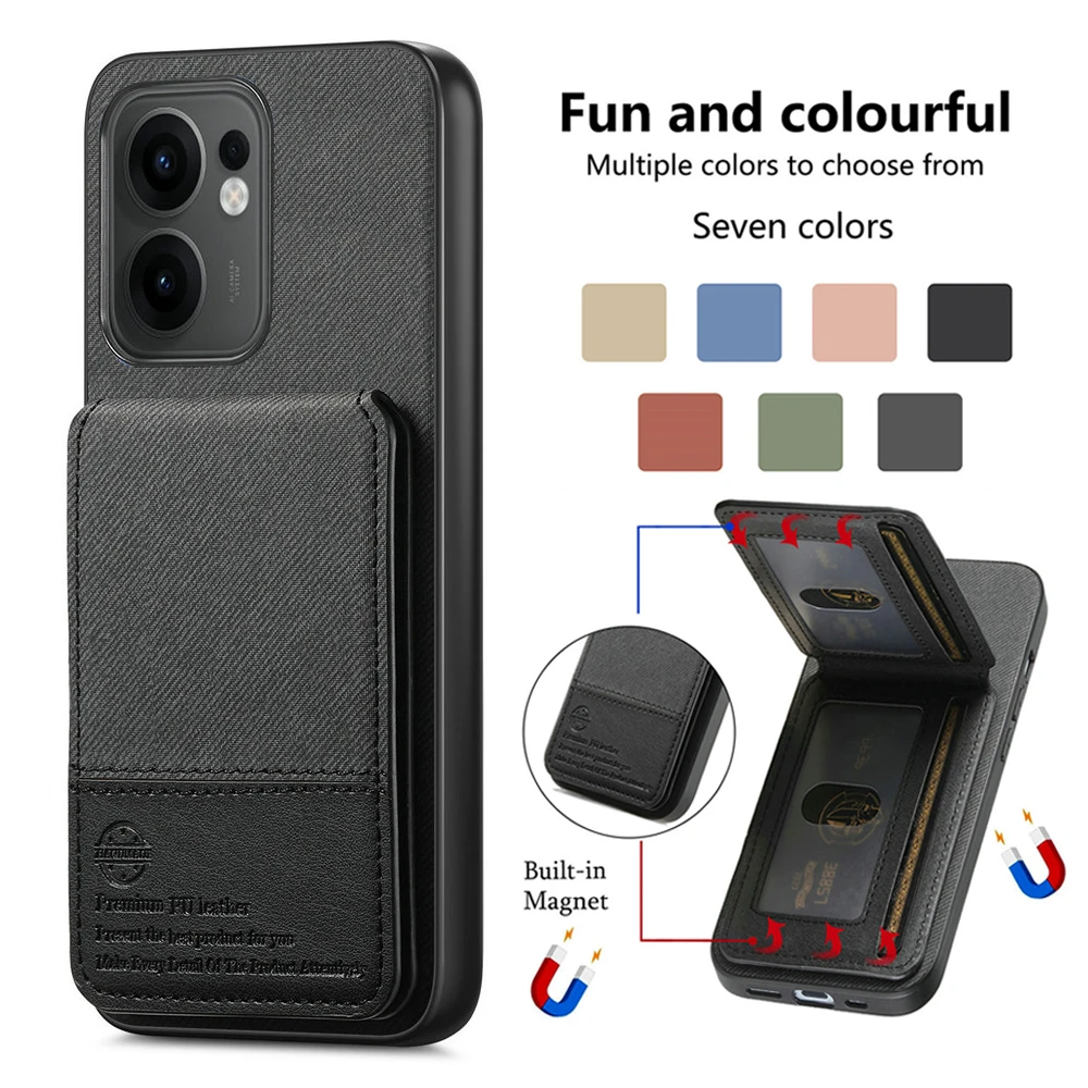 Luxury Leather RFID Card Flip Case with Protective Bumper