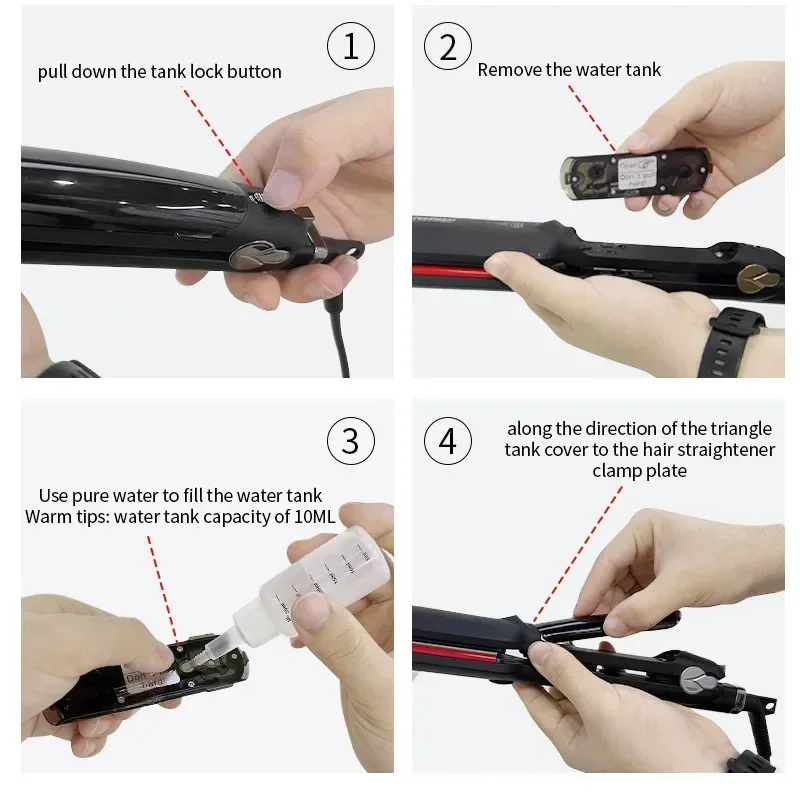 Steam Straightener Infrared Non Damaging Straight Hair Clip Multifunctional Widened Straight Clip Hair Styling Tool Hair Brush 6