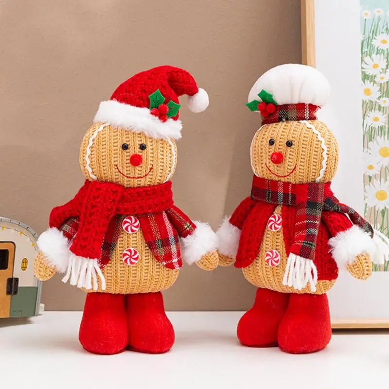 Christmas Gingerbread Man Plush Toys Gingerbread Plush Stuffed Pillow Cute Fun Shaped Toys for Sofa Christmas