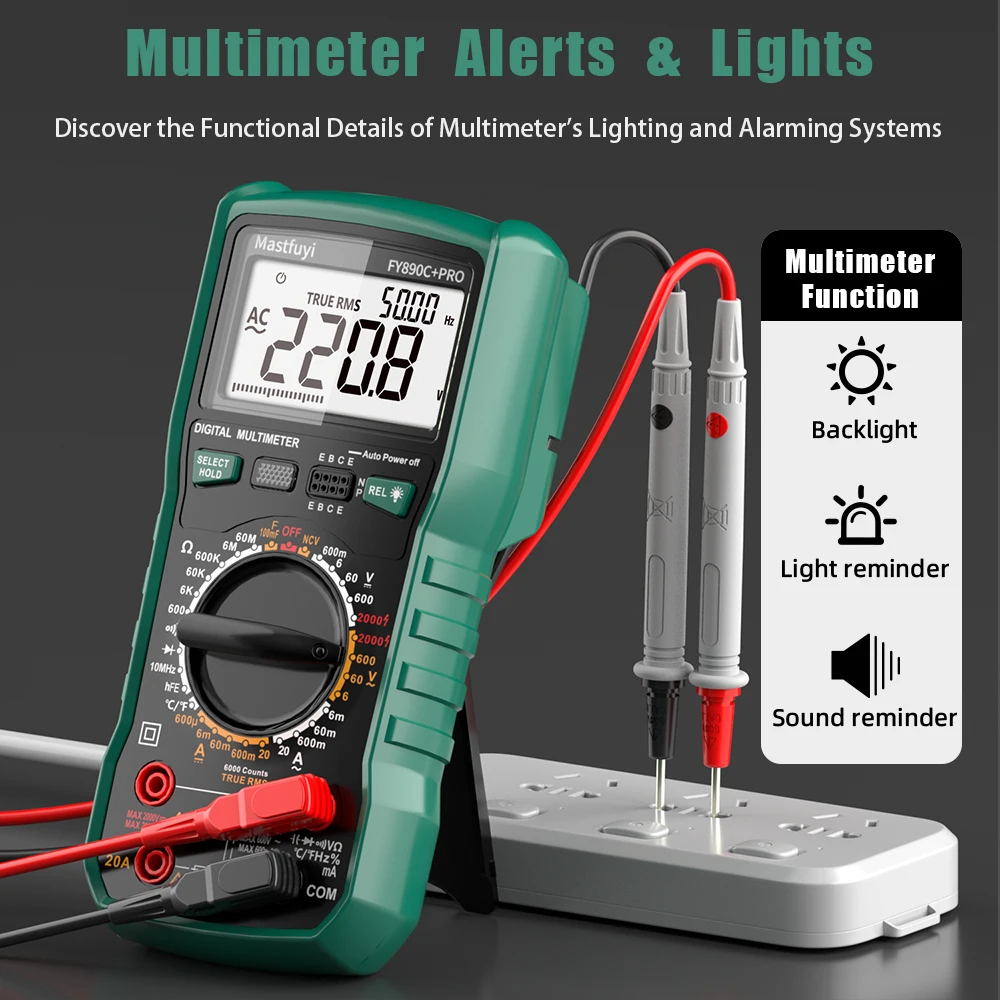 Digital Multimeter MASTFUYI Digital PV Multimeter Automatic Intelligent Detection True RMS Current Voltage Capacitance Ohm Professional Test Tool