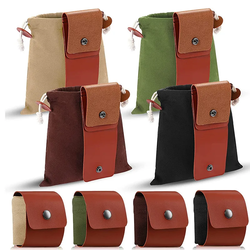 Mini Sac Extérieur En Cuir Molle, Portable, Toile, Poudre De Recherche De Nourriture, Pliable, Bushcraft, Sac De Ceinture, Mains Libres, Pièce Plus Le