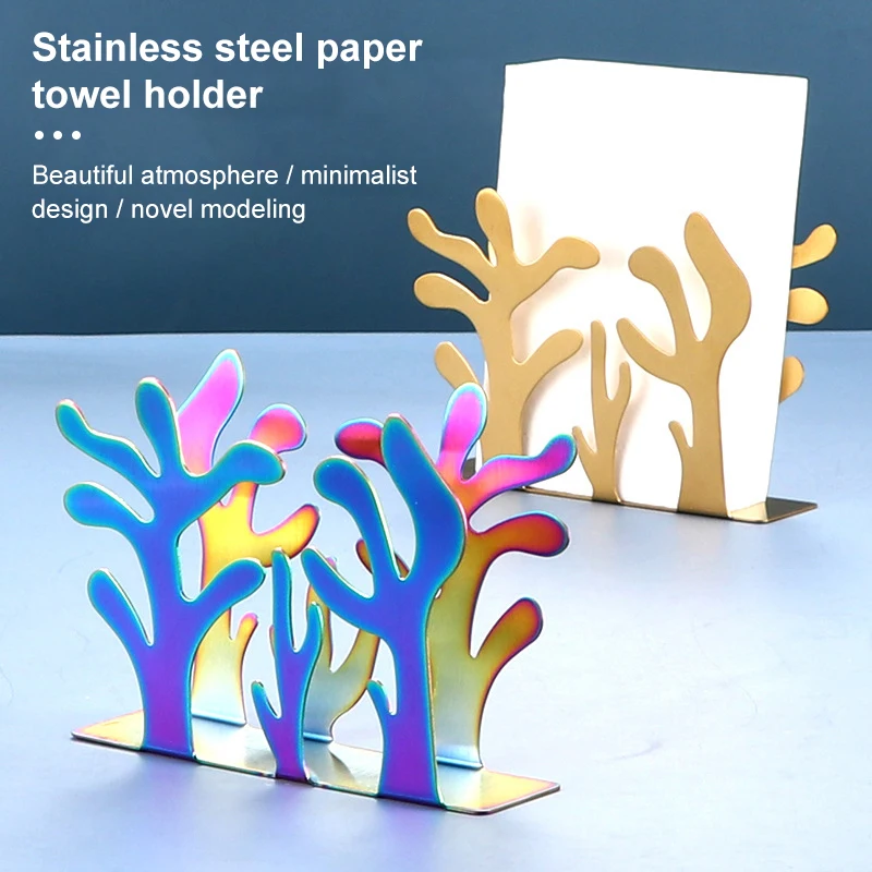 Tissue holder Stainless Steel Napkin Rack Box Dispenser Tissue Holder Plants Table Decoration Stainless Steel Napkin Rack