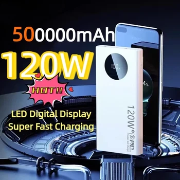 120W 500000mAh Power Bank ad alta capacità Caricabatteria portatile Powerbank a ricarica super veloce per iPhone Samsung Huawei 2026