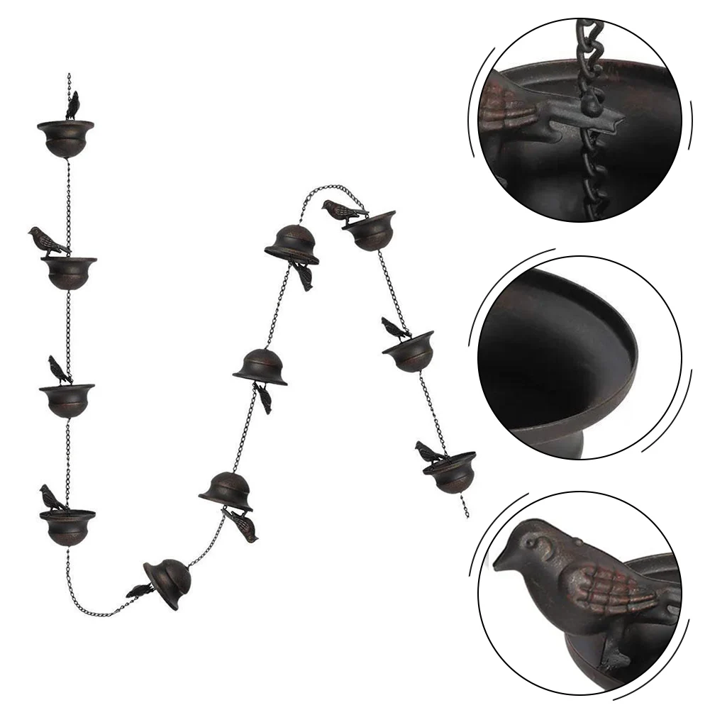2.4M Mobile Iron Bird Outdoor Rain Chain Decor Attached Hanger Wind Chimes For Garden Park Home Roof Downspout Decoration rain chain adapter