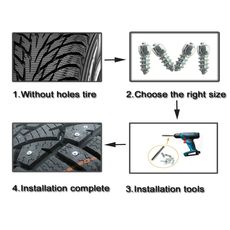 100Pcs Anti-Slip Screw Studs Reusable Motorcycle Bicycle Wheel Tyre Snow Tire Spikes Hard Alloy Stud Screws