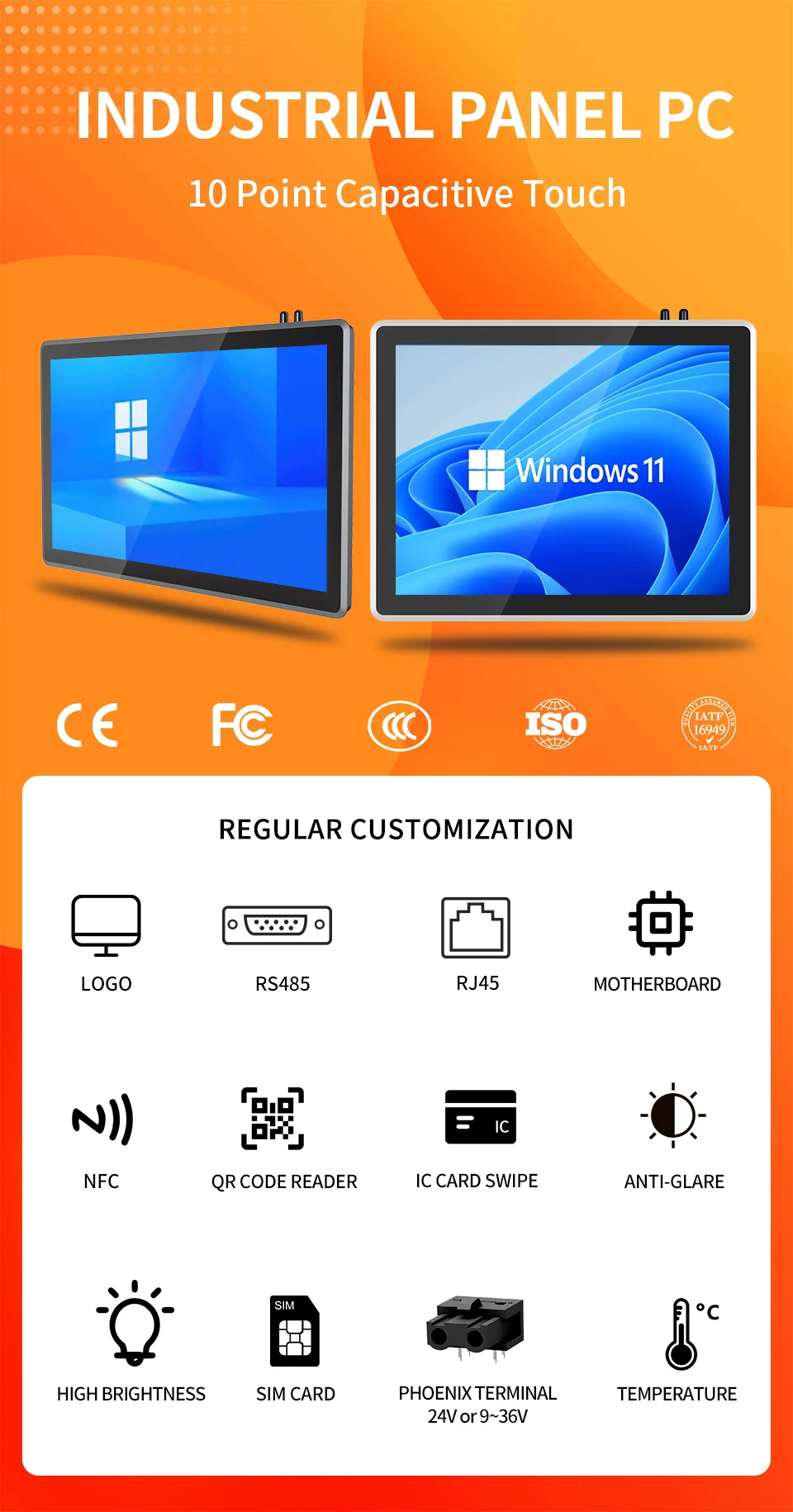 New 17 Inch Industrial Tablet Computer Win Os Capacitive Touch Wifi Network Touc