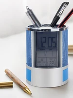 Perpetual Calendar Pen Holder Desktop Decorative Ornaments Alarm Clock Temperature Detection Storage Multi Functional Pen Holder 1