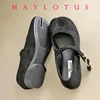 2025 Woman 3cm High Heel Split Toe Tabi Shoes Solid Colors Female Suede Shoes Ballet Dress Comfortable Retro Mary Janes 1