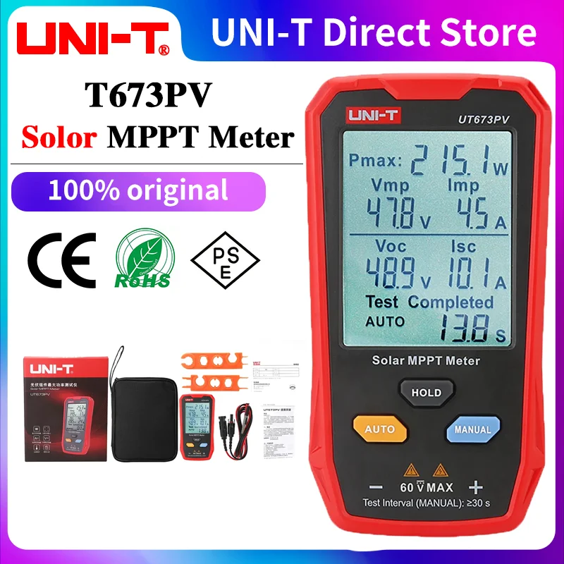 Ut673Pv Solor Mppt Meter Fotovoltaico Tester Di Potenza Massima Picco Circuito Aperto Tensione Cortocircuito Corrente Pmax Lmp Voc Lsc Test