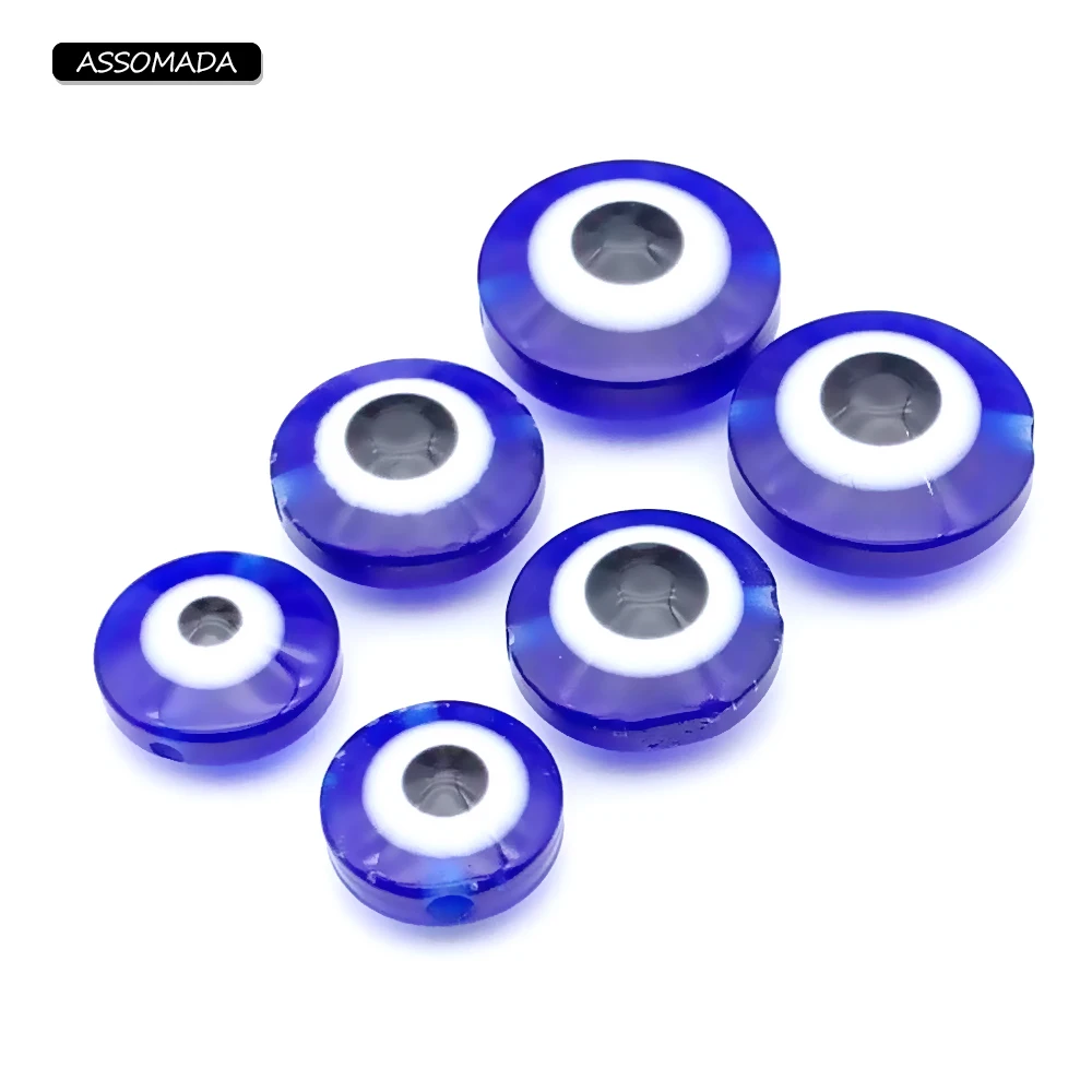 

6mm-12mm Oblate Shape Evil Eye Resin Spacer Bead For DIY Jewelry Making Blue Eye Beads Handmade Bracelet Necklace Accessories