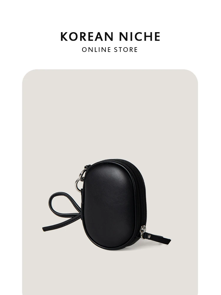 Cute Bow Mini Wallet For Women Chic Versatile Pearl Chain Shoulder Crossbody Bags 2024 New Solid Zippered Girl Daily Coin Purse