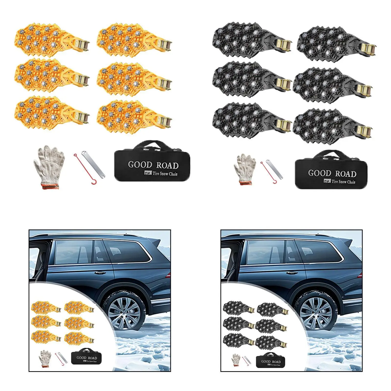 6x Snow Chains Trucks Mud Chain Sedans Outdoor Sports Anti Slip Tire Chains