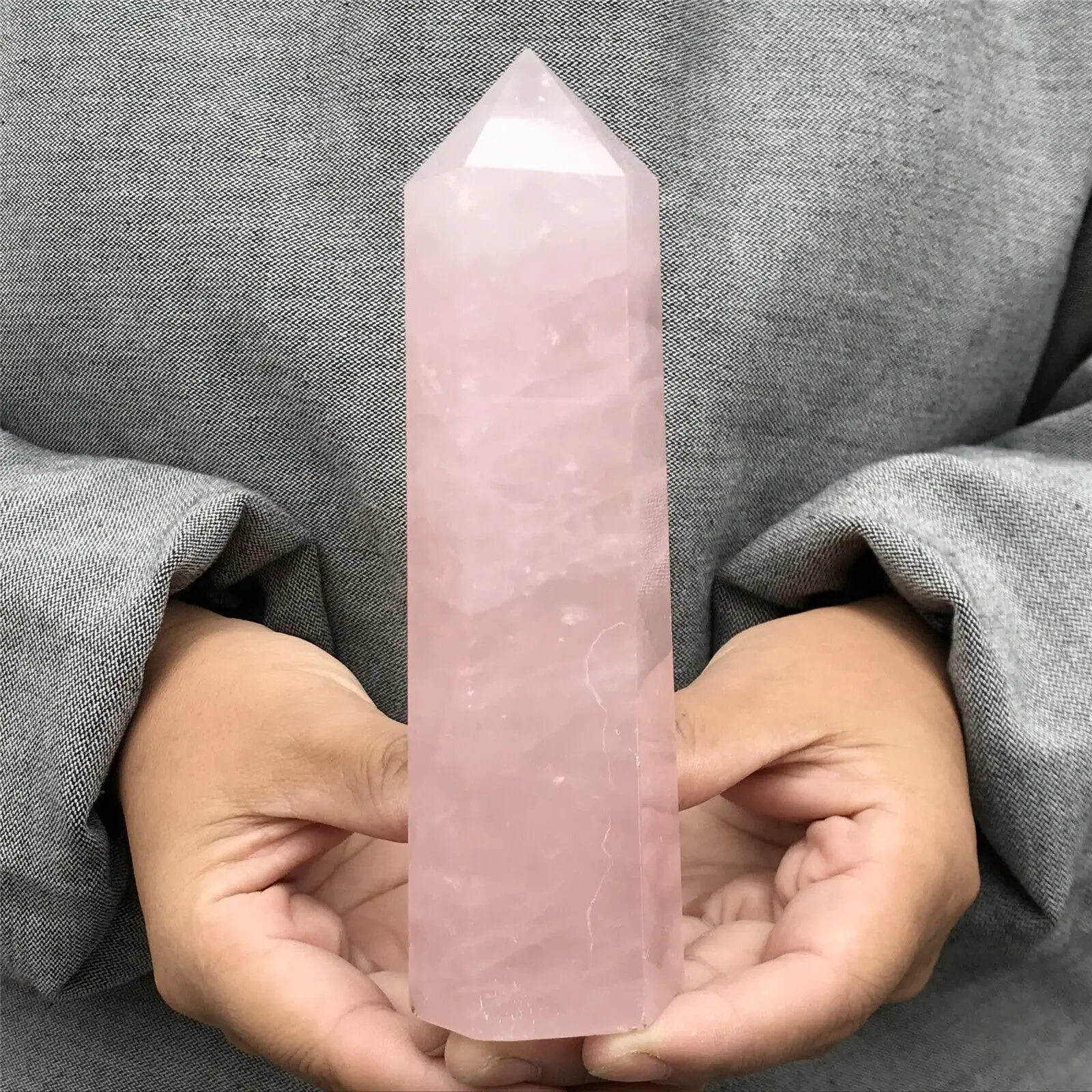 

Natural Rose Quartz Crystal Column Wand Obelisk Mineral Healing