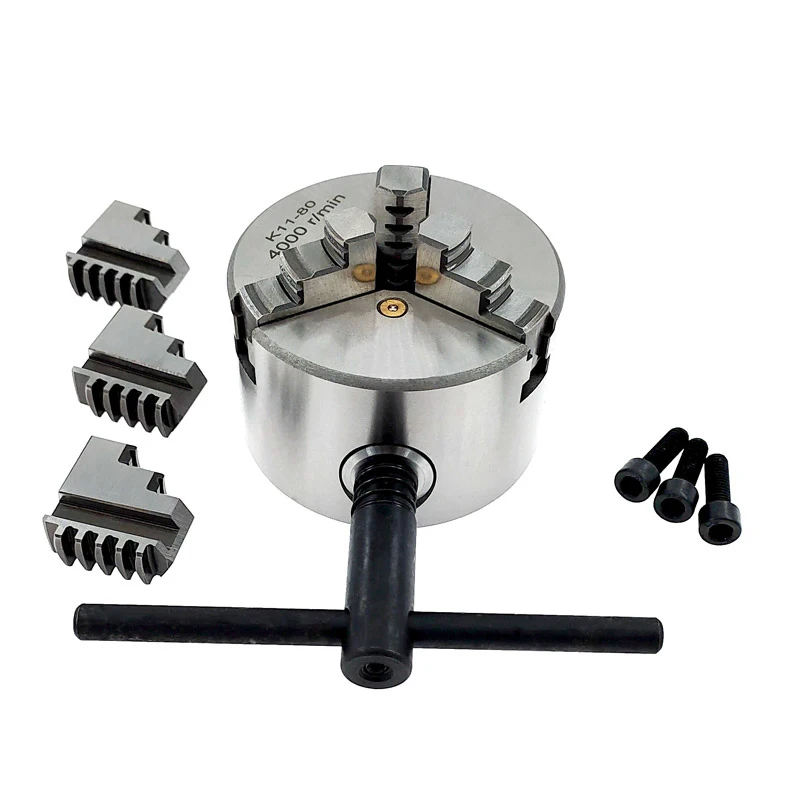 

1Set K11 80 3-Jaw Lathe Chuck Manual Self-Centering Metal K11-80 Lathe Chuck With Jaws Turning Machine Tools Accessories