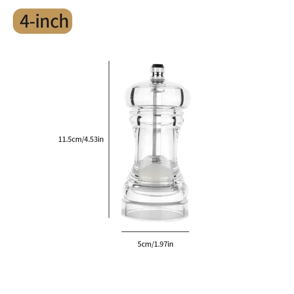 4/5/6/8 inç Karabiber Öğütücü Akrilik Tuz Biber Çalkalayıcılar Seramik Rotor Tarafından Ayarlanabilir Kabalık Mutfak Aksesuarları Pişirme Araçları