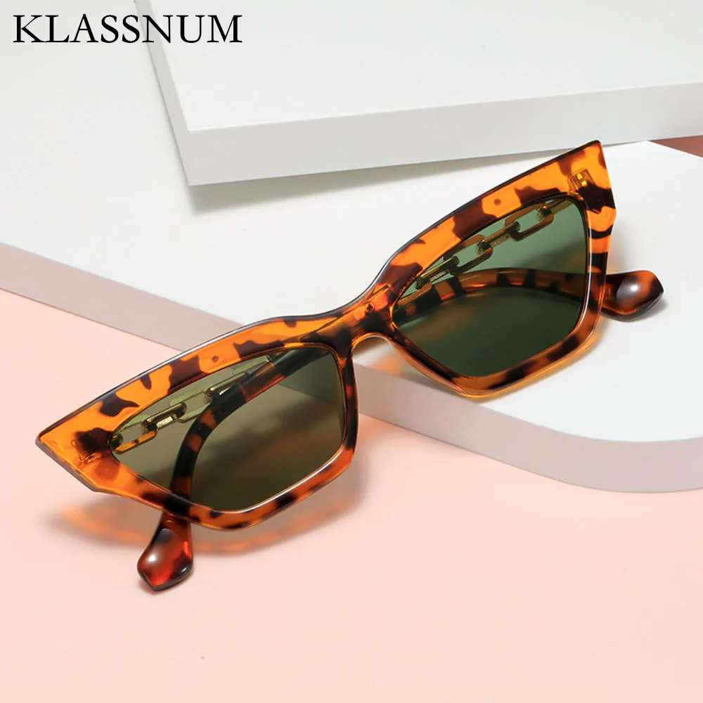 

Cat Eye Sunglasses Women Fashion Luxury Square Sun Glasses Female Metal Chain Temples Small Frame UV400 Eyewear Oculos De Sol