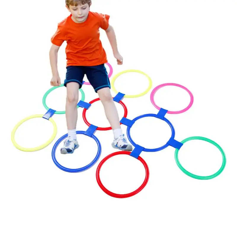 

Hopscotch Ring Game Toys Color Jump Ring Hopscotch Toy 10 Multi Colored Rings And 10 Connectors Sensory Training Sports Toys