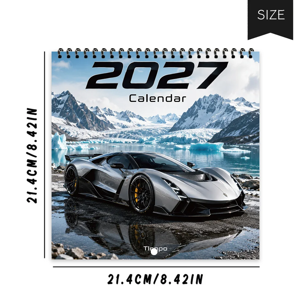 Calendario da parete 2027, agenda mensile a 12 mesi con paesaggi di supercar, regalo perfetto per compleanni, Natale, Capodanno - immagine 5