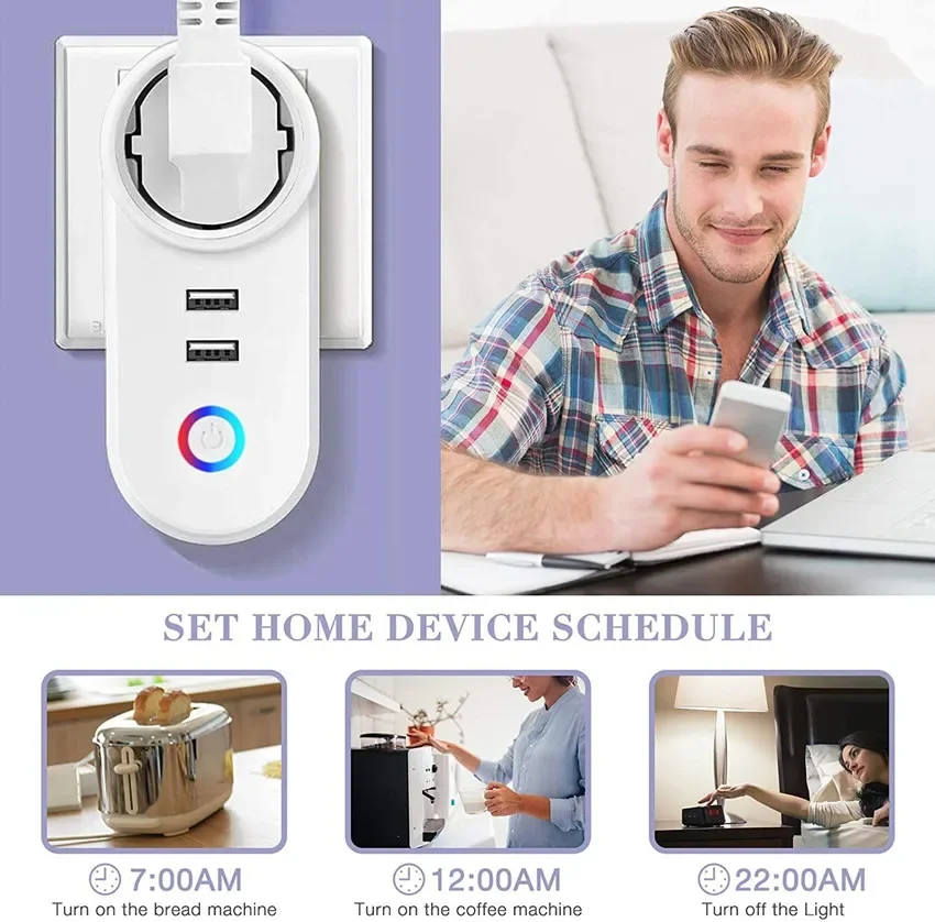 WiFi Smart Plug 16A EU CH IT Brazil Socket + 2.1A Dual USB Charger Tuya Smart Life APP Alexa Google Home Assistant Voice Control