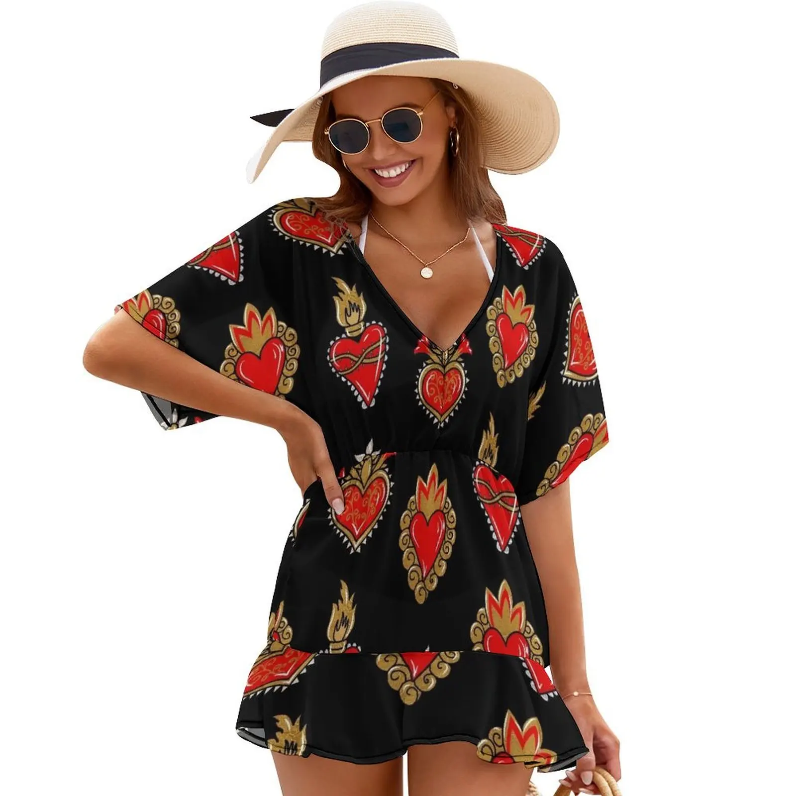 

Sacred Heart Print Cover Ups Bridesmaid dress woman cute dress