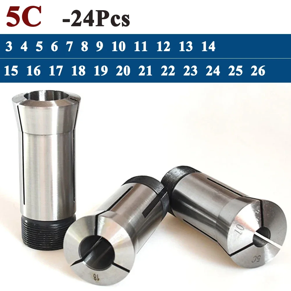 

5C collets 24pcs/set collet set Round hole spring collet chuck for CNC machine milling lathe tool