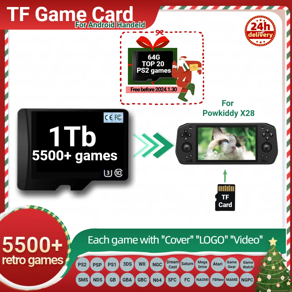 Scheda Tf Per Powkiddy X18S Memoria Popolare Classic Retro Game Ps2 Psp Ps1 3Ds Console Portatile Android Palmare 1T 512G X28 Odin2