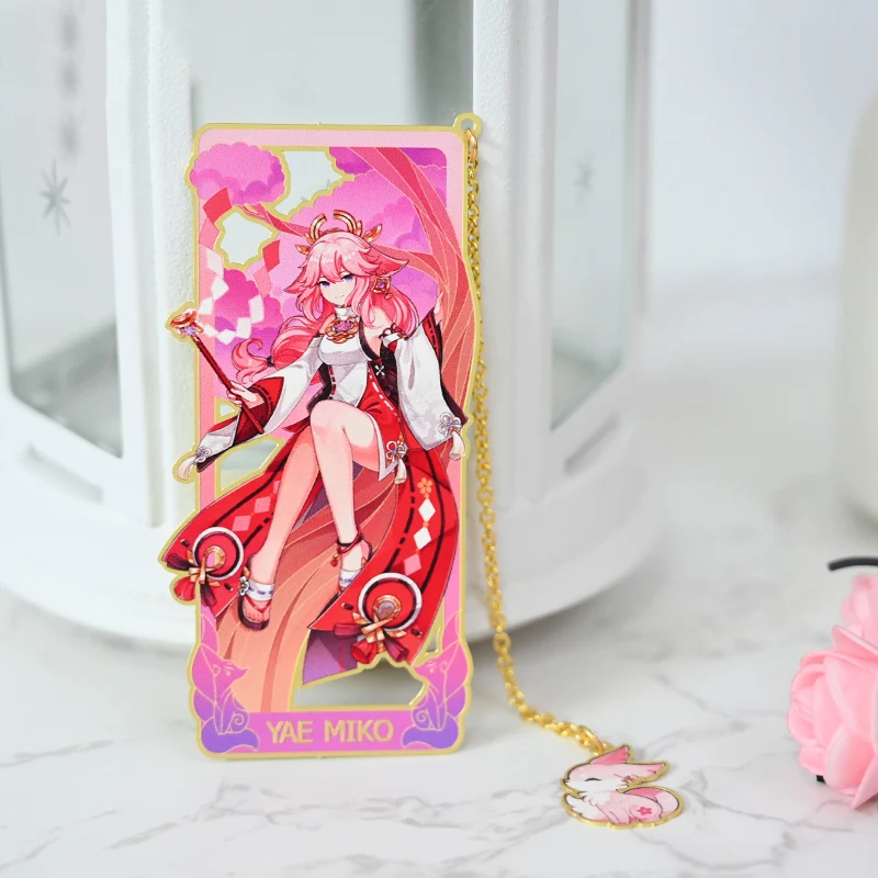 

Аниме периферийный Genshin Impact Yae Miko Косплей металлическая ажурная Закладка цепочка подвеска канцелярские товары реквизит для игры коллекционный подарок