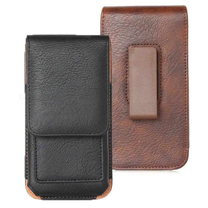 Universal Leather Phone Pouch with Belt Clip and Card Holder