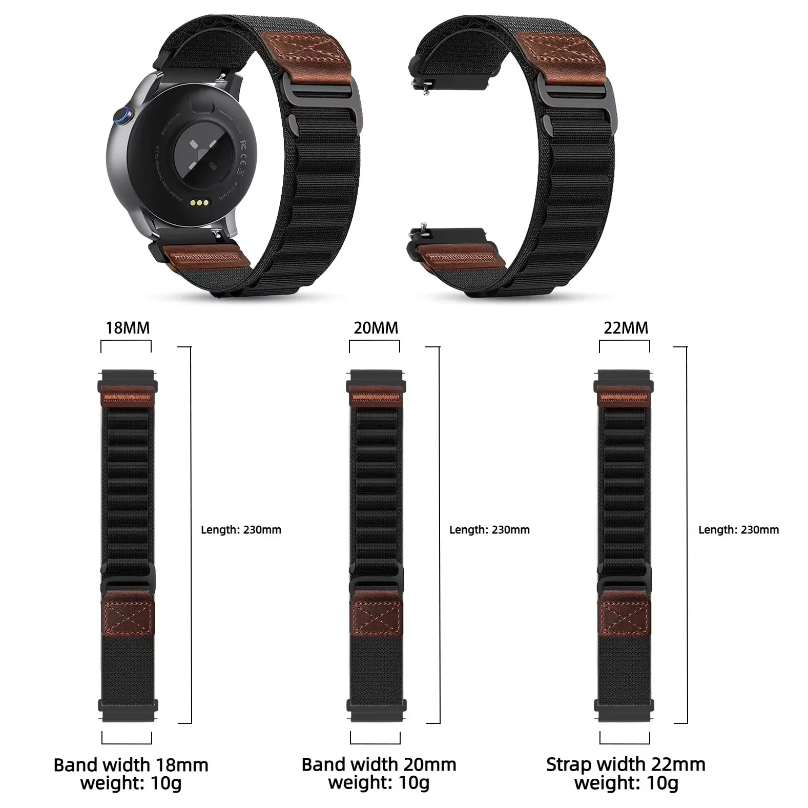 Nylon Strap Bracelet - Adjustable 20mm/22mm Premium Band