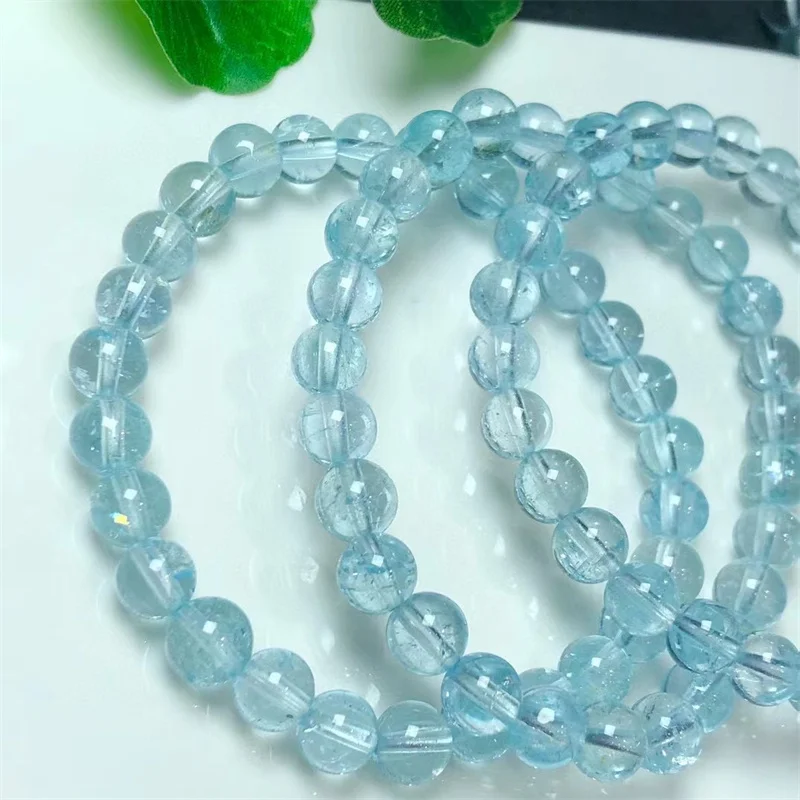 

Natural Blue Topaz Bracelet Fashion Gemstone Crystal Jewelry Bangle For Women Healing Bohemia Holiday Gift 1pcs 7MM