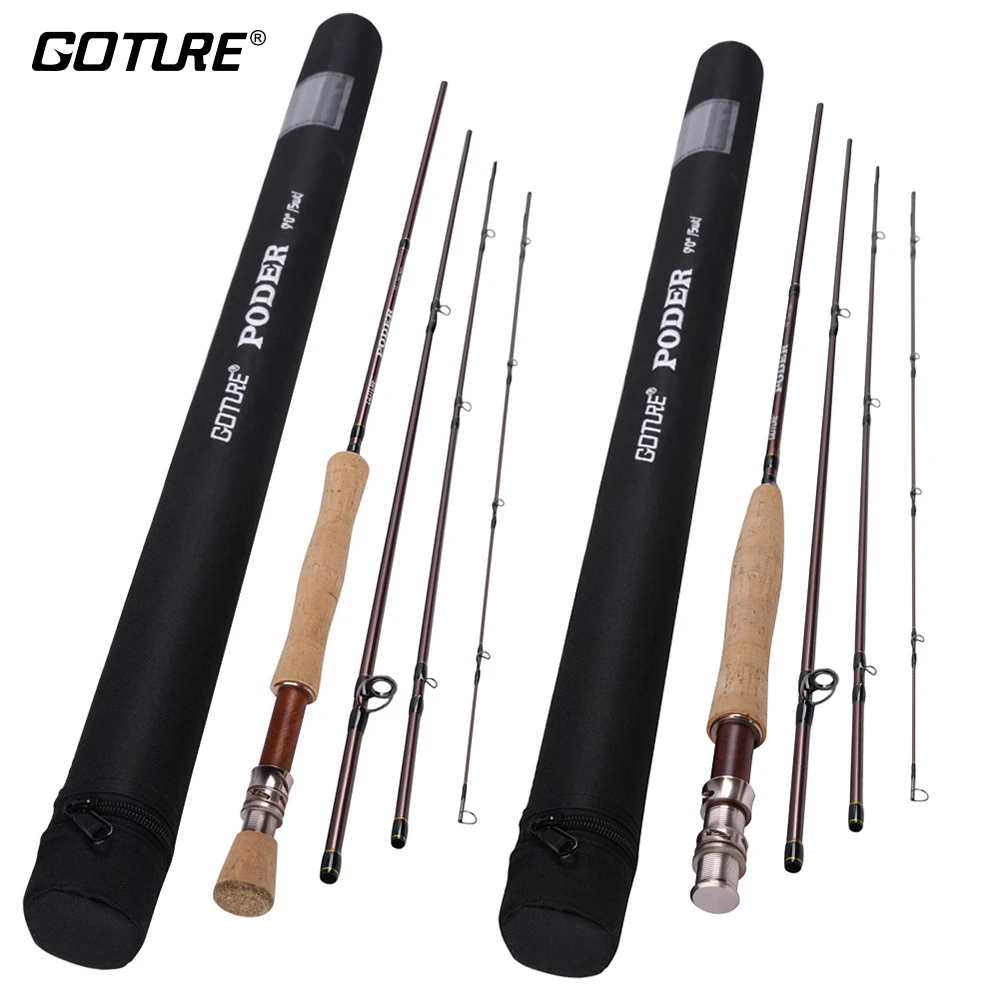 Goture Poder Fly Fishing Rod 4/5/7/8 Wt 2.7m 9ft Fly Rod For Trout Bass Salmon 30+36t Carbon