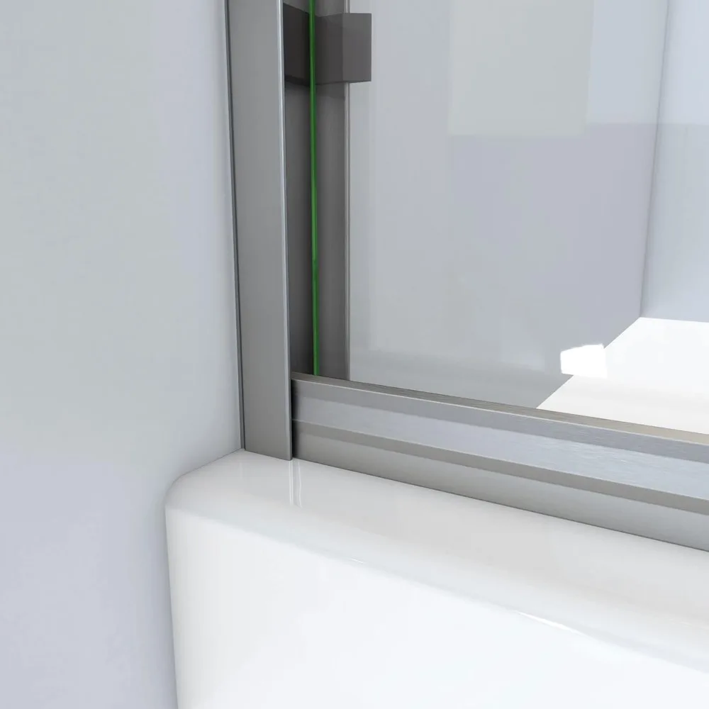 56-60 in W X 70 3/8 in. H Semi-Frameless Sliding Shower Door in Brushed Nickel and Clear Glass with 5mm Glass 5